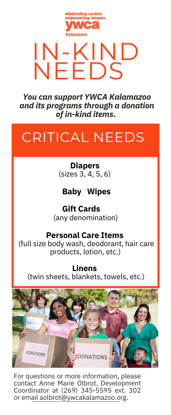 YWCA Kalamazoo Donate In-Kind Needs